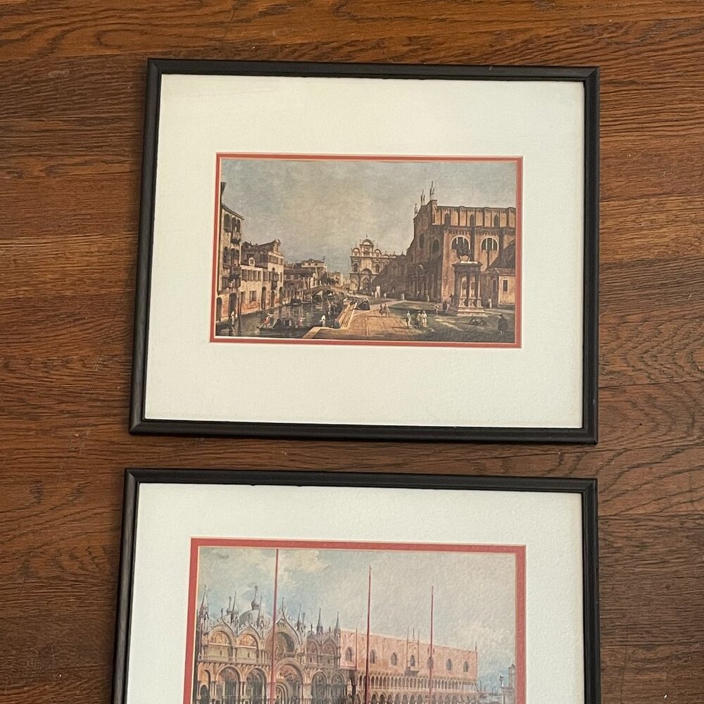 Two vintage prints of Venice Italy